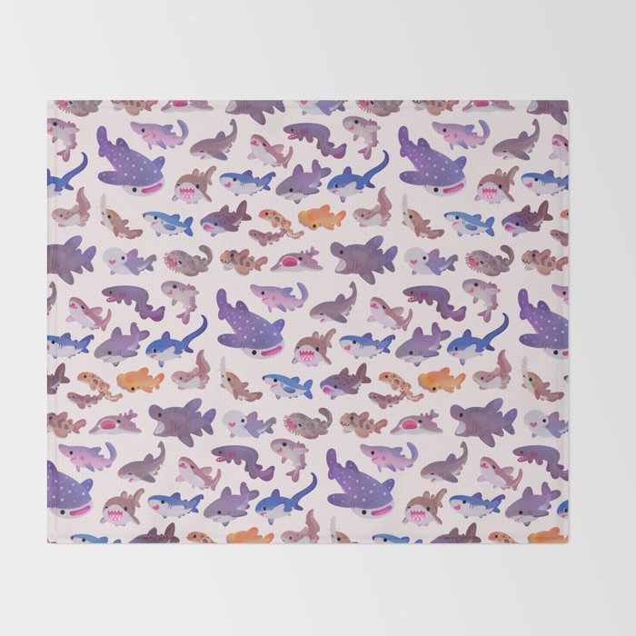 Shark day - pastel Throw Blanket Gallery Image 2