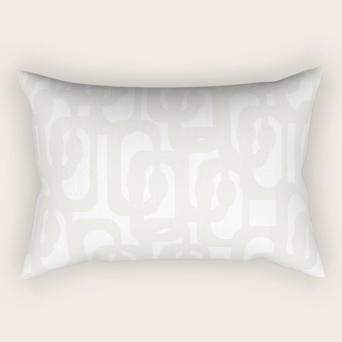 White Mid Century Modern Loop Pattern Rectangular Pillow Gallery Image 2