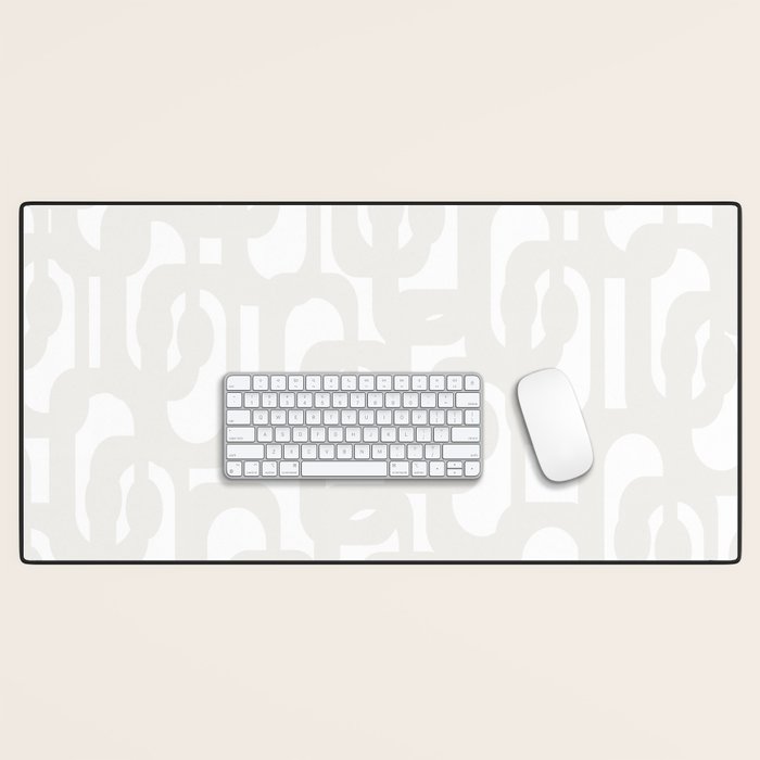 White Mid Century Modern Loop Pattern Desk Mat Gallery Image 1