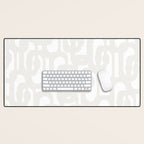 White Mid Century Modern Loop Pattern Desk Mat Gallery Image 1