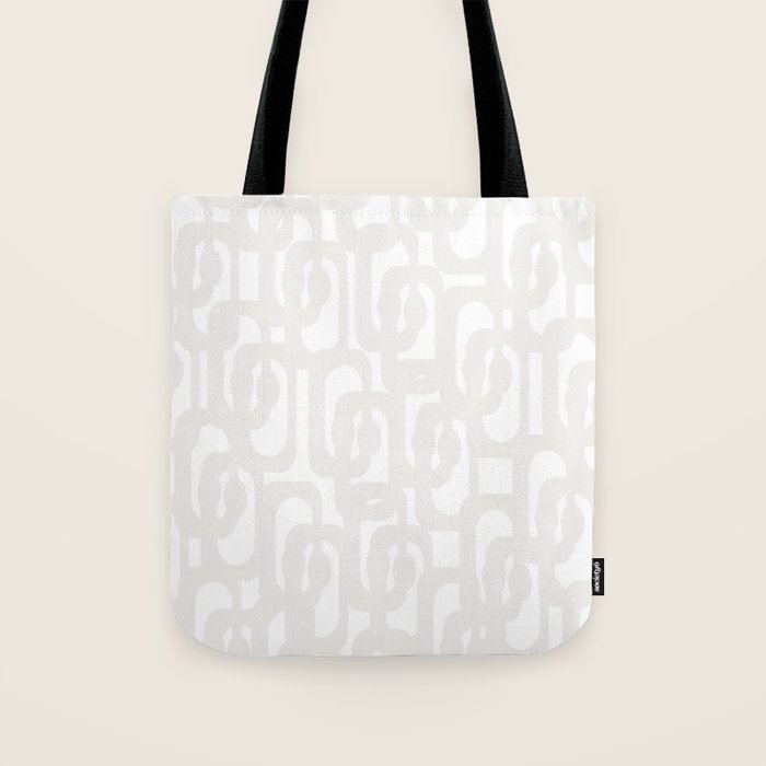 White Mid Century Modern Loop Pattern Tote Bag Gallery Image 1