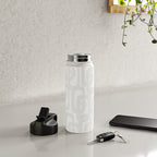 White Mid Century Modern Loop Pattern Water Bottle Gallery Image 4