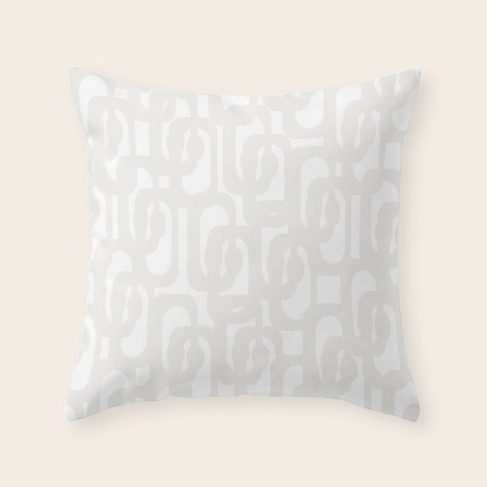 White Mid Century Modern Loop Pattern Throw Pillow Gallery Image 6