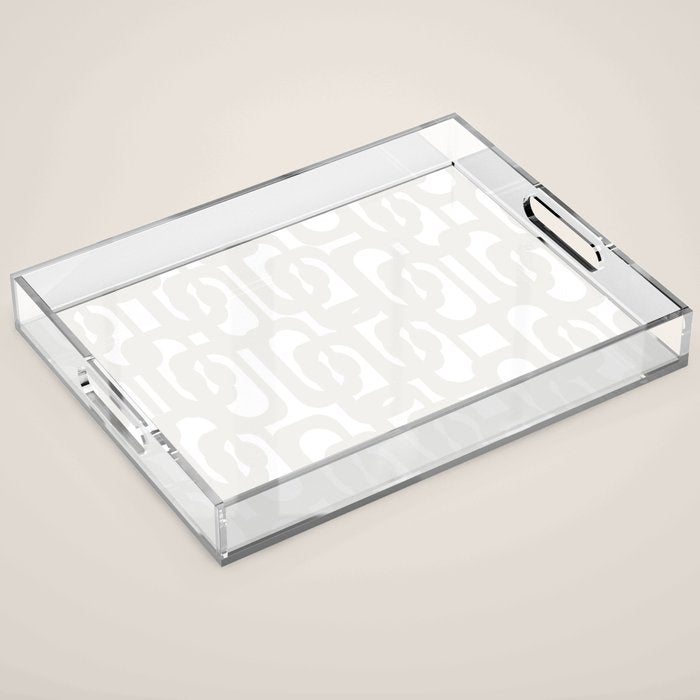 White Mid Century Modern Loop Pattern Acrylic Tray Gallery Image 1