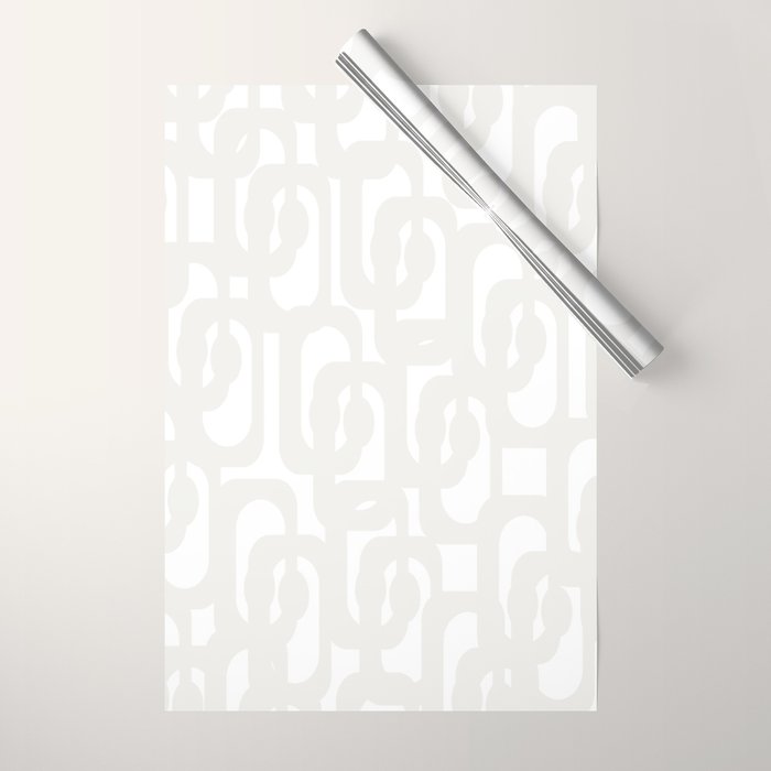 White Mid Century Modern Loop Pattern Wrapping Paper Gallery Image 1
