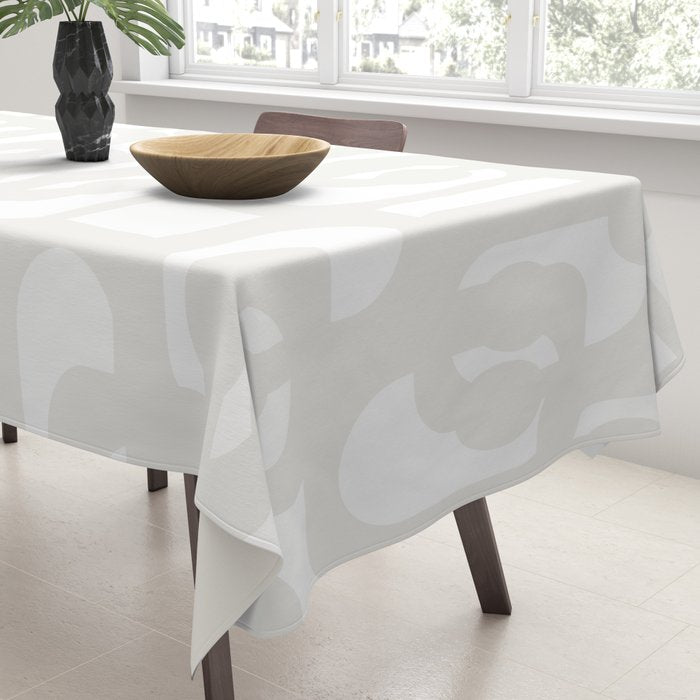 White Mid Century Modern Loop Pattern Tablecloth Gallery Image 3