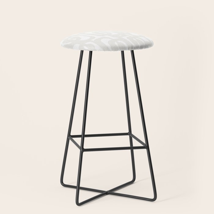 White Mid Century Modern Loop Pattern Stool Gallery Image 1