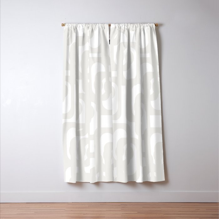 White Mid Century Modern Loop Pattern Window Curtain Gallery Image 3