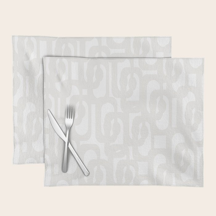 White Mid Century Modern Loop Pattern Placemat Gallery Image 1