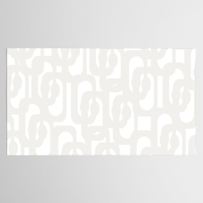 White Mid Century Modern Loop Pattern Tablecloth Gallery Image 2