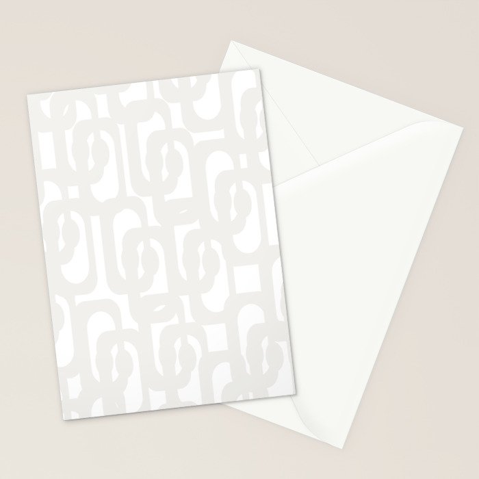 White Mid Century Modern Loop Pattern Stationery Card Gallery Image 2