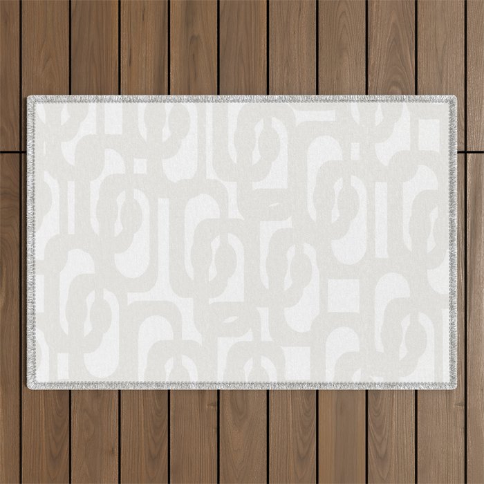 White Mid Century Modern Loop Pattern Outdoor Rug Gallery Image 1