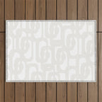 White Mid Century Modern Loop Pattern Outdoor Rug Gallery Image 1
