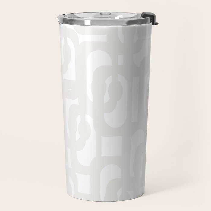 White Mid Century Modern Loop Pattern Travel Mug Gallery Image 2