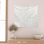 White Mid Century Modern Loop Pattern Wall Tapestry Gallery Image 2