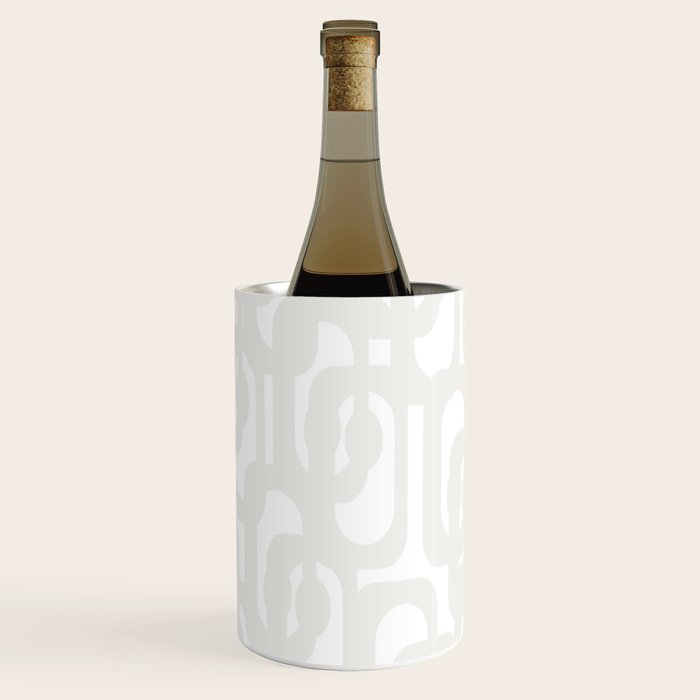 White Mid Century Modern Loop Pattern Wine Chiller Gallery Image 2