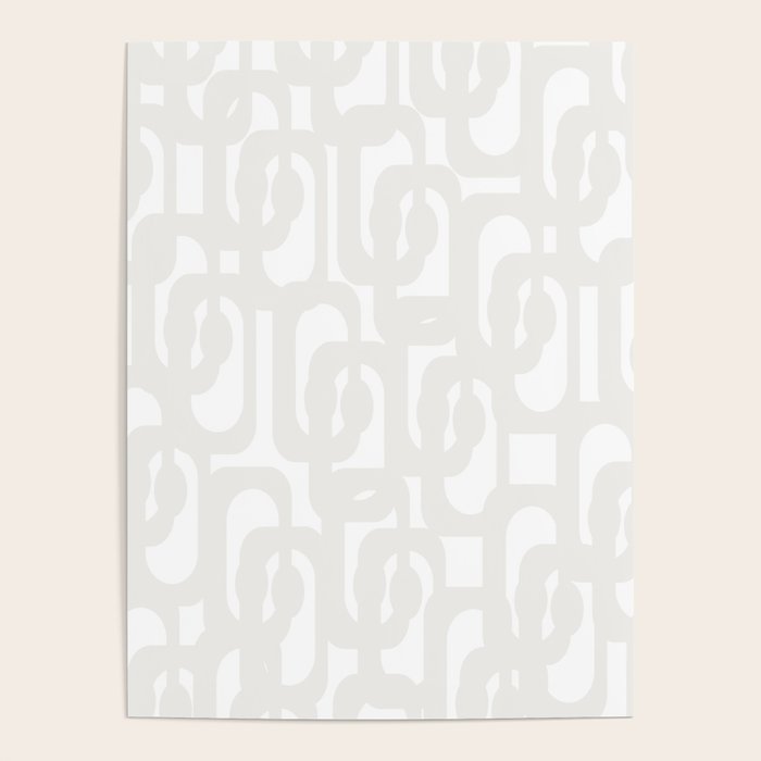 White Mid Century Modern Loop Pattern Poster Gallery Image 3