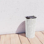 White Mid Century Modern Loop Pattern Travel Mug Gallery Image 4