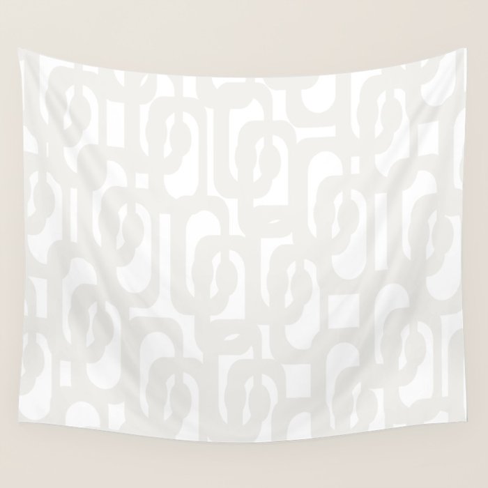 White Mid Century Modern Loop Pattern Wall Tapestry Gallery Image 4