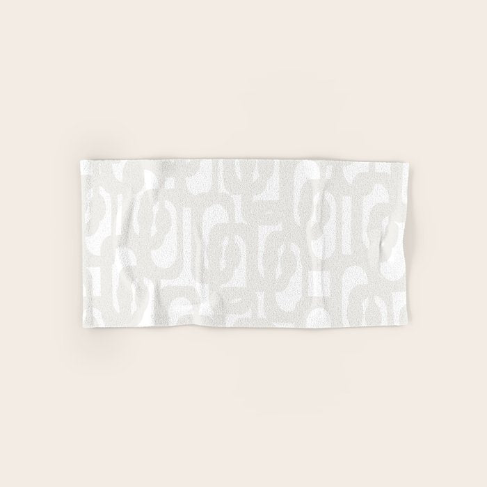 White Mid Century Modern Loop Pattern Bath Towel Gallery Image 1