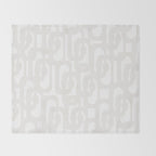 White Mid Century Modern Loop Pattern Throw Blanket Gallery Image 2