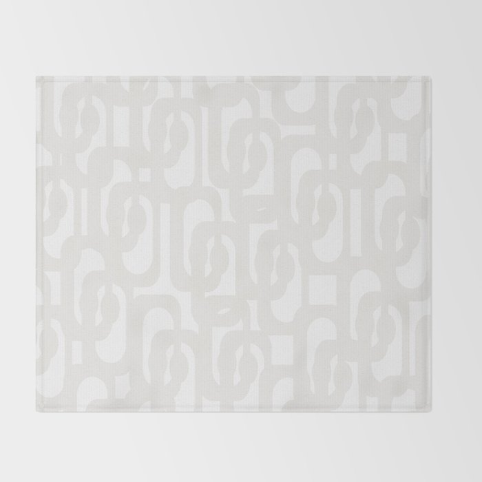 White Mid Century Modern Loop Pattern Throw Blanket Gallery Image 2