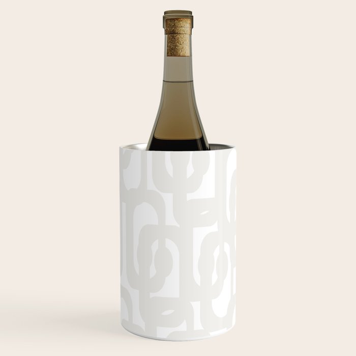 White Mid Century Modern Loop Pattern Wine Chiller Gallery Image 1
