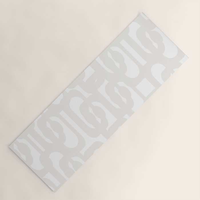 White Mid Century Modern Loop Pattern Yoga Mat Gallery Image 1