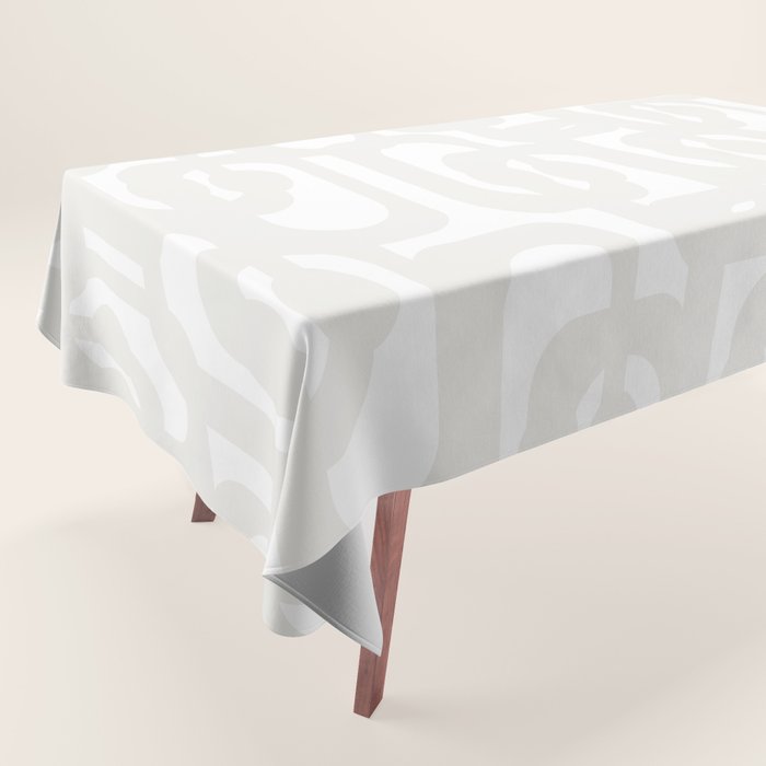 White Mid Century Modern Loop Pattern Tablecloth Gallery Image 1