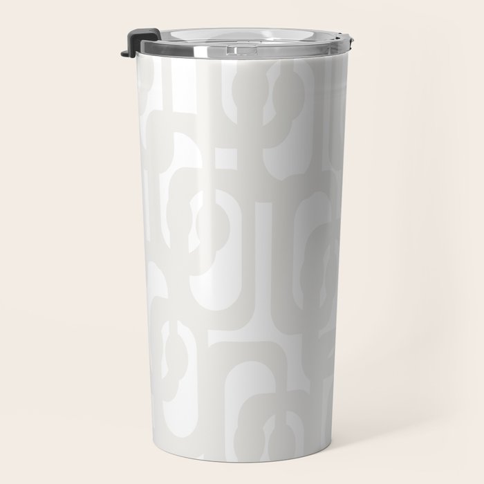 White Mid Century Modern Loop Pattern Travel Mug Gallery Image 3
