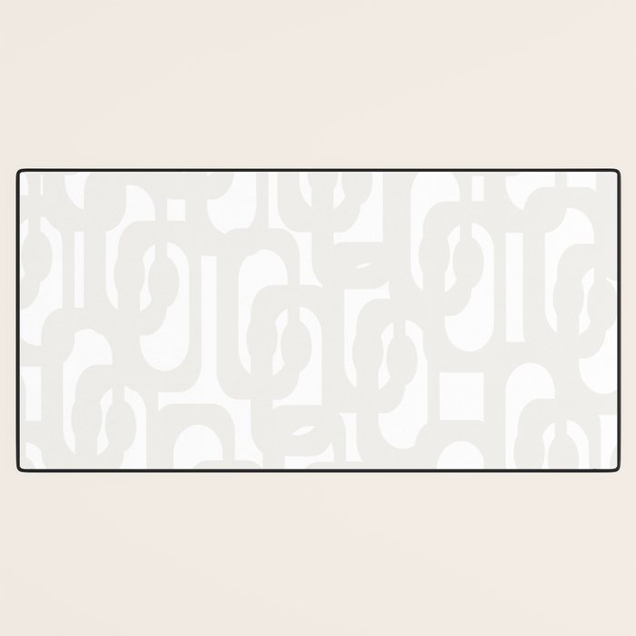 White Mid Century Modern Loop Pattern Desk Mat Gallery Image 3