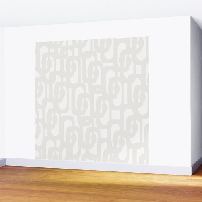 White Mid Century Modern Loop Pattern Wall Mural Gallery Image 2
