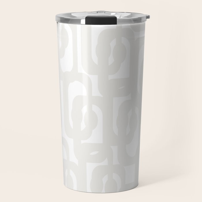 White Mid Century Modern Loop Pattern Travel Mug Gallery Image 1