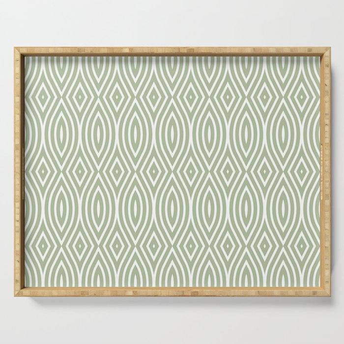 Decorative Boho Geo Pattern, Sage Green and White Serving Tray Gallery Image 1