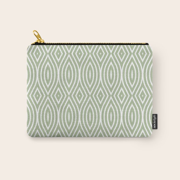 Decorative Boho Geo Pattern, Sage Green and White Carry All Pouch Gallery Image 1