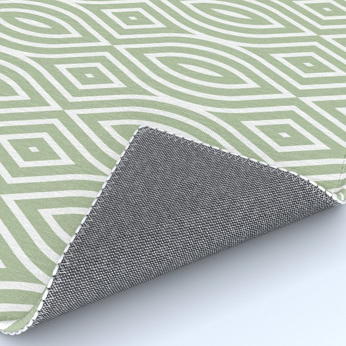 Decorative Boho Geo Pattern, Sage Green and White Rug Gallery Image 4