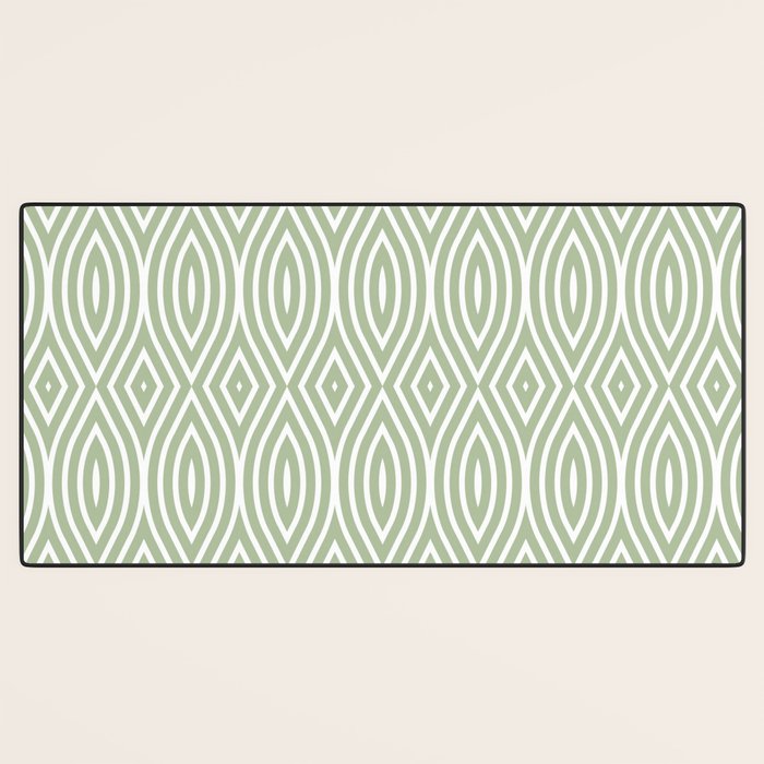 Decorative Boho Geo Pattern, Sage Green and White Desk Mat Gallery Image 3