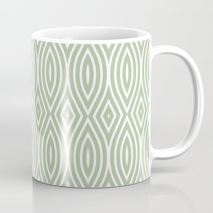Decorative Boho Geo Pattern, Sage Green and White Coffee Mug Gallery Image 1