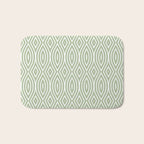 Decorative Boho Geo Pattern, Sage Green and White Bath Mat Gallery Image 1
