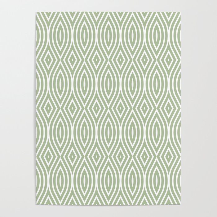 Decorative Boho Geo Pattern, Sage Green and White Poster Gallery Image 4