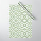 Decorative Boho Geo Pattern, Sage Green and White Wrapping Paper Gallery Image 1