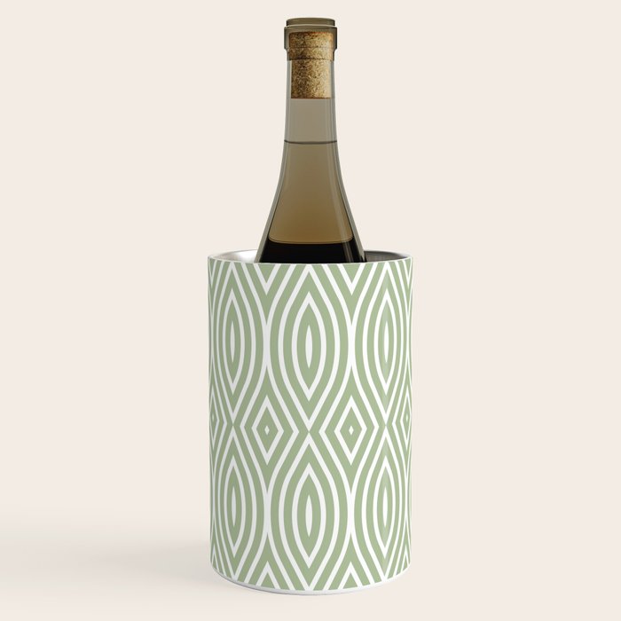 Decorative Boho Geo Pattern, Sage Green and White Wine Chiller Gallery Image 1