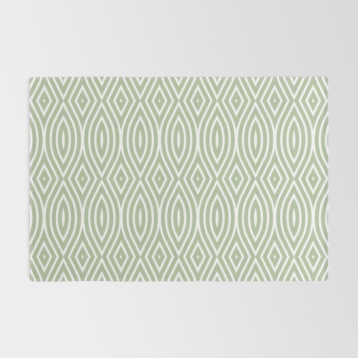 Decorative Boho Geo Pattern, Sage Green and White Rug Gallery Image 2