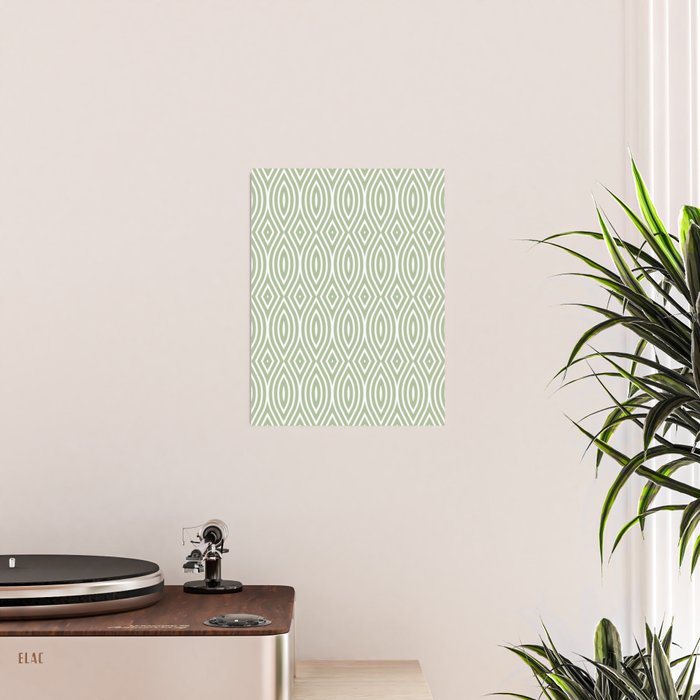 Decorative Boho Geo Pattern, Sage Green and White Poster Gallery Image 2