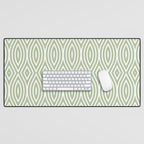 Decorative Boho Geo Pattern, Sage Green and White Desk Mat Gallery Image 1
