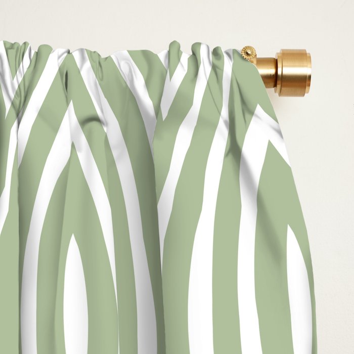 Decorative Boho Geo Pattern, Sage Green and White Window Curtain Gallery Image 2