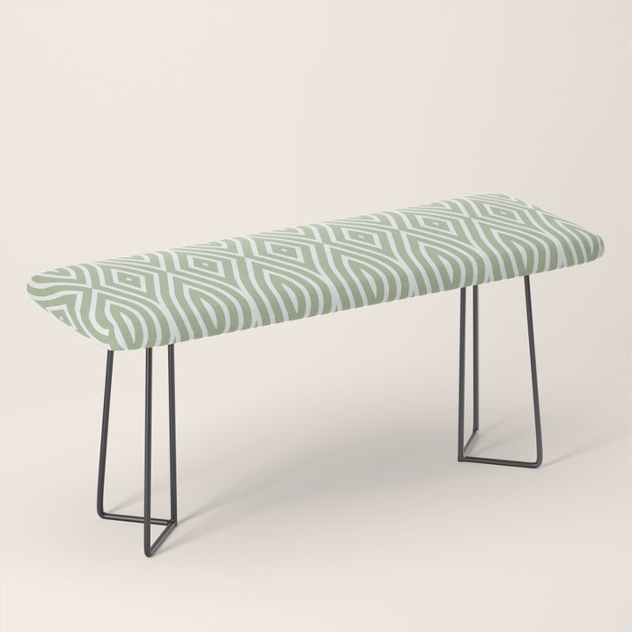 Decorative Boho Geo Pattern, Sage Green and White Bench Gallery Image 1