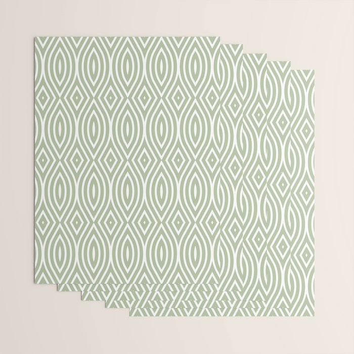 Decorative Boho Geo Pattern, Sage Green and White Wrapping Paper Gallery Image 3