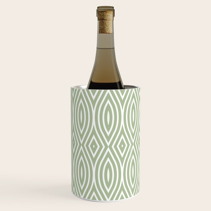 Decorative Boho Geo Pattern, Sage Green and White Wine Chiller Gallery Image 3