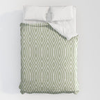Decorative Boho Geo Pattern, Sage Green and White Duvet Cover Gallery Image 6